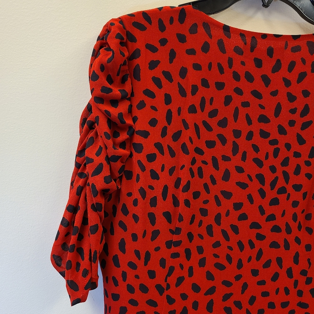 Final ❤️ Emily in Paris En Saison Paris Red Black Polkadot Retro Dress - Picture 5 of 10